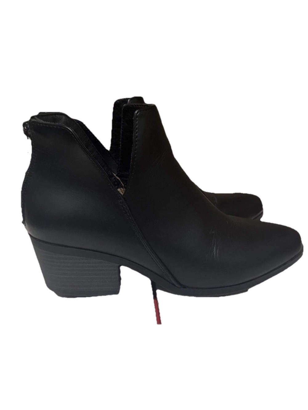 Cushionaire Womens Memory Foam Bootie Black Block Heel Size 8W